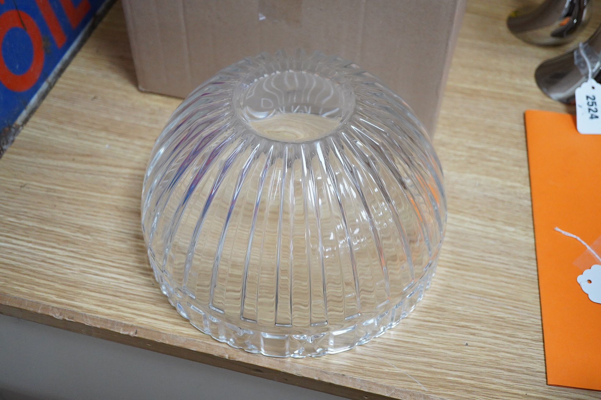 A Tiffany crystal Roman numeral bowl, etched mark to the base, 25cm in diameter